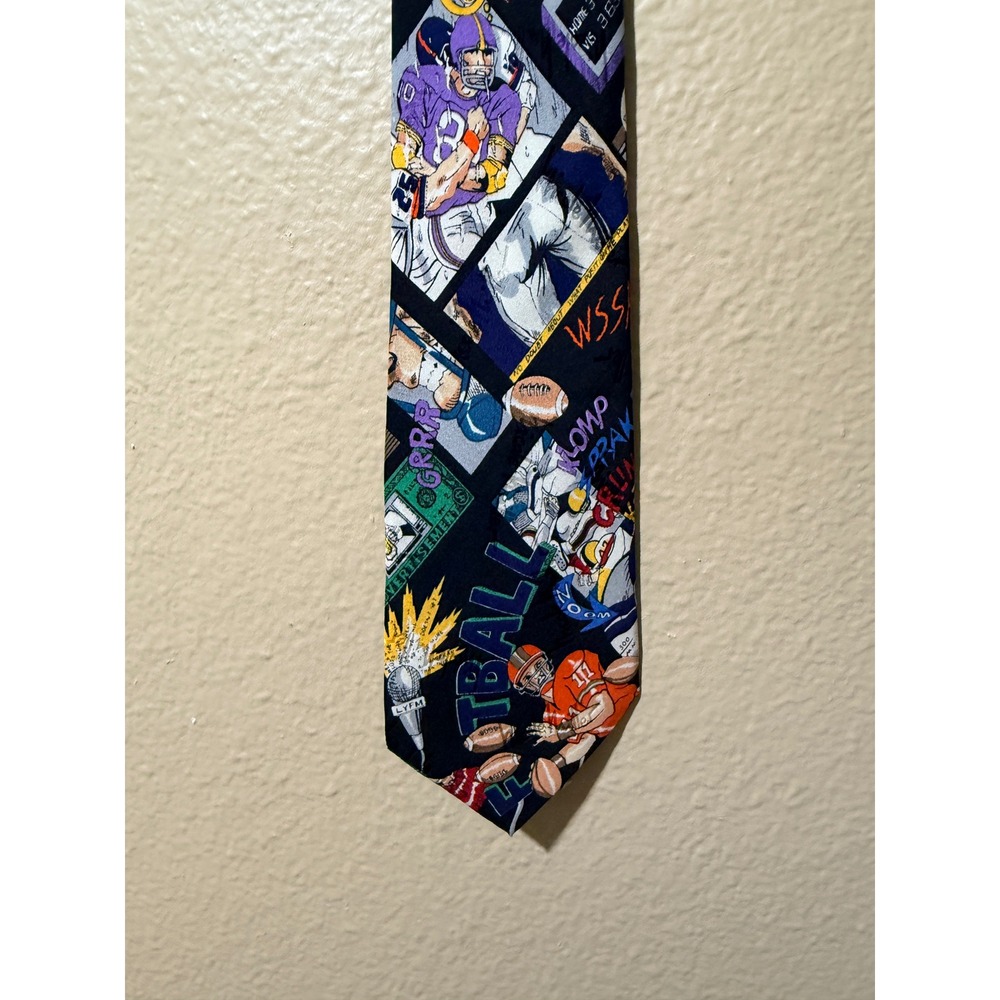 Nicole Miller 1993 Football Silk Mens Tie Vintage Rare Athletic 90's Super Bowl - Picture 8 of 8